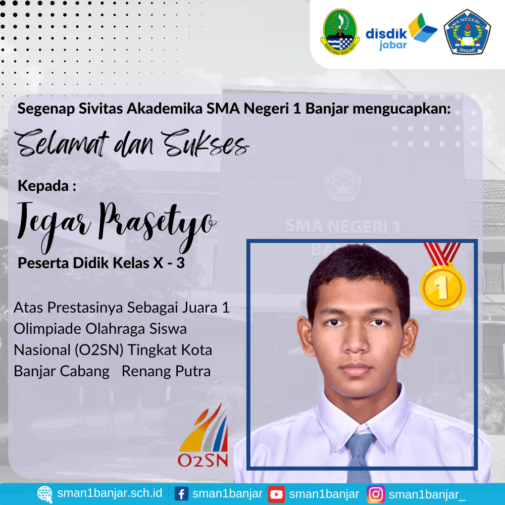 Juara 1 O2SN-Renang Putra Tingkat Kota Banjar